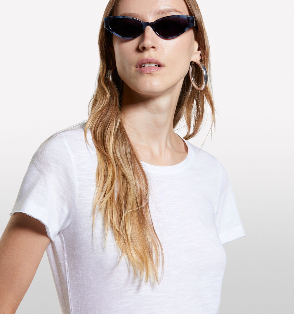 T-shirt blanc à col rond - t-shirts à manches courtes pour femme - Blanc | Sisley image number 4